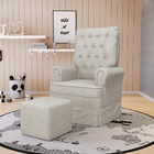 Poltrona De Amamentação Com Balanço E Puff Laura Linho Prata