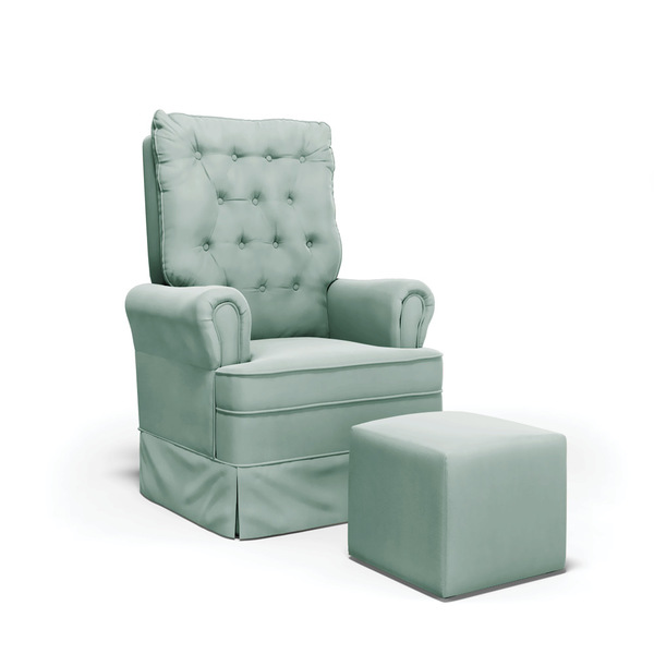 Poltrona De Amamentação Com Balanço E Puff Laura Veludo Base