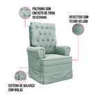 Poltrona De Amamentação Com Balanço E Puff Laura Veludo Base