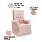 Poltrona De Amamentação Com Balanço E Puff Laura Veludo Base