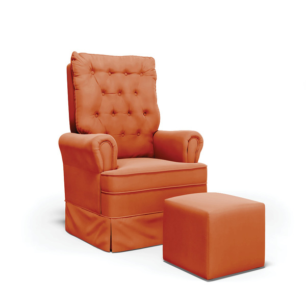 Poltrona De Amamentação Com Balanço E Puff Laura Veludo Base