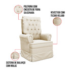 Poltrona De Amamentação Com Balanço E Puff Laura Veludo Bege