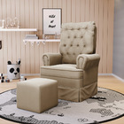 Poltrona De Amamentação Com Balanço E Puff Laura Veludo Marro