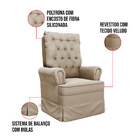 Poltrona De Amamentação Com Balanço E Puff Laura Veludo Marro