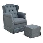 Poltrona De Amamentação Com Balanço E Puff Lívia Linho Chumbo