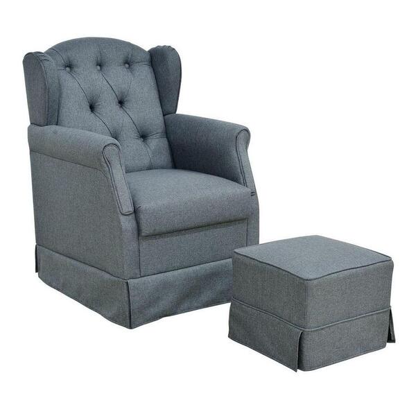 Poltrona De Amamentação Com Balanço E Puff Lívia Linho Chumbo