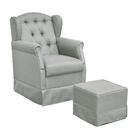 Poltrona De Amamentação Com Balanço E Puff Lívia Linho Cinza