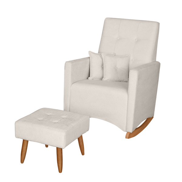 Poltrona De Amamentação Com Balanço E Puff Lizzi Bouclê F06 -