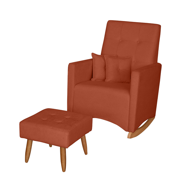 Poltrona De Amamentação Com Balanço E Puff Lizzi Bouclê Terra