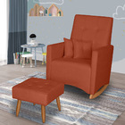 Poltrona De Amamentação Com Balanço E Puff Lizzi Bouclê Terra