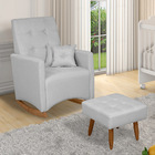 Poltrona De Amamentação Com Balanço E Puff Lizzi Linho F06 -