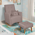 Poltrona De Amamentação Com Balanço E Puff Lizzi Veludo F06 -