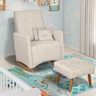 Poltrona De Amamentação Com Balanço E Puff Lizzi Veludo F06 -