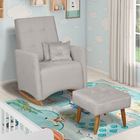 Poltrona De Amamentação Com Balanço E Puff Lizzi Veludo F06 -