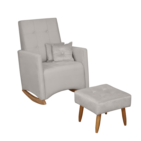 Poltrona De Amamentação Com Balanço E Puff Lizzi Veludo F06 -