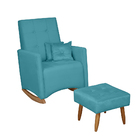 Poltrona De Amamentação Com Balanço E Puff Lizzi Veludo F06 -