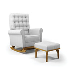 Poltrona De Amamentação Com Balanço E Puff Manu Linho Base De