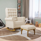 Poltrona De Amamentação Com Balanço E Puff Manu Linho Bege Tc