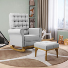 Poltrona De Amamentação Com Balanço E Puff Manu Suede Cinza T