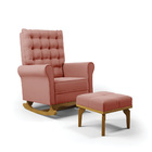 Poltrona De Amamentação Com Balanço E Puff Manu Veludo Base D