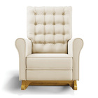 Poltrona De Amamentação Com Balanço E Puff Manu Veludo Bege C