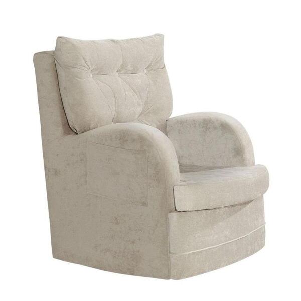 Poltrona De Amamentação Com Balanço E Puff Mila Suede Bege -l
