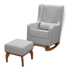 Poltrona De Amamentação Com Balanço E Puff Retrô Nalia Linho