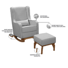 Poltrona De Amamentação Com Balanço E Puff Retrô Nalia Linho