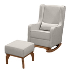 Poltrona De Amamentação Com Balanço E Puff Retrô Nalia Linho