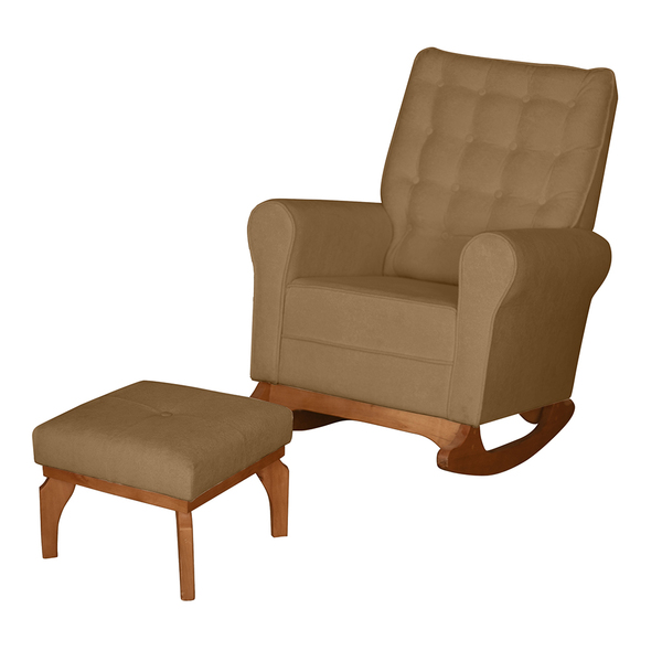 Poltrona De Amamentação Com Balanço E Puff Thaila Bouclê M13