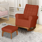 Poltrona De Amamentação Com Balanço E Puff Thaila Bouclê M13