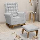 Poltrona De Amamentação Com Balanço E Puff Thaila Linho F06 -