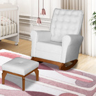 Poltrona De Amamentação Com Balanço E Puff Thaila Sintético M