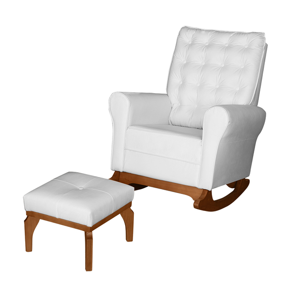 Poltrona De Amamentação Com Balanço E Puff Thaila Sintético M