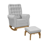 Poltrona De Amamentação Com Balanço E Puff Thaila Veludo Cinz