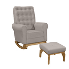 Poltrona De Amamentação Com Balanço E Puff Thaila Veludo M13