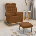 Poltrona De Amamentação Com Balanço E Puff Thaila Veludo M13