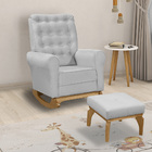 Poltrona De Amamentação Com Balanço E Puff Thaila Veludo M13