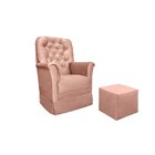 Poltrona De Amamentação Com Balanço E Puff Veludo Rosa Agatha
