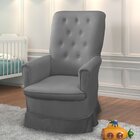 Poltrona De Amamentação Com Balanço Eduarda Veludo Cinza