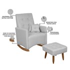 Poltrona De Amamentação Com Balanço Linho Com Puff Ana Cinza