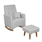 Poltrona De Amamentação Com Balanço Linho Com Puff Ana Cinza