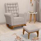 Poltrona De Amamentação Com Balanço Linho Com Puff Paris Bege