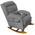 Poltrona De Amamentação Com Balanço Luna Suede Cinza Base De