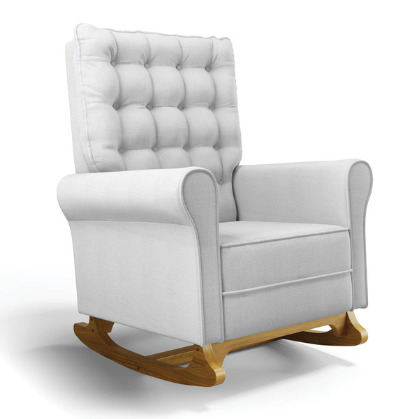 Poltrona De Amamentação Com Balanço Manu Linho Base De Madeir