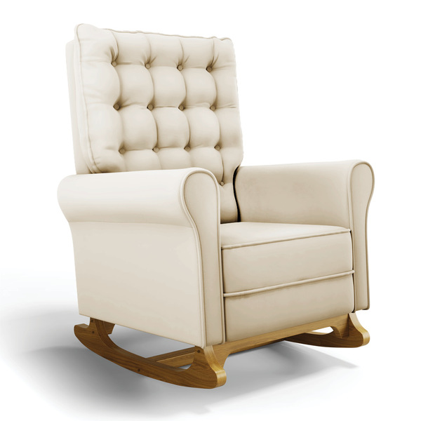 Poltrona De Amamentação Com Balanço Manu Veludo Base De Madei