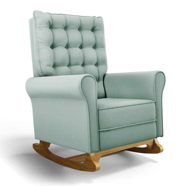 Poltrona De Amamentação Com Balanço Manu Veludo Base De Madei