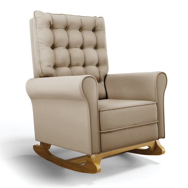 Poltrona De Amamentação Com Balanço Manu Veludo Base De Madei