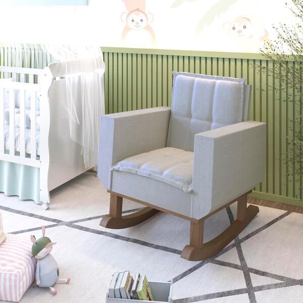 Poltrona De Amamentação Com Balanço Marissol Tecido Linho Cin