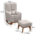 Poltrona De Amamentação Com Balanço Retrô Linho Com Puff Aqui